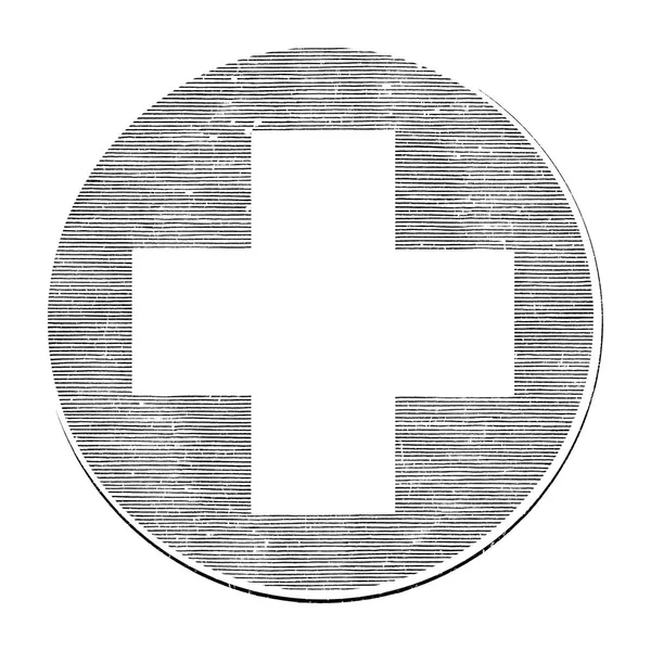 Медичний хрест малюнок рука старовинний стиль чорно-білий кліп арт я — стоковий вектор