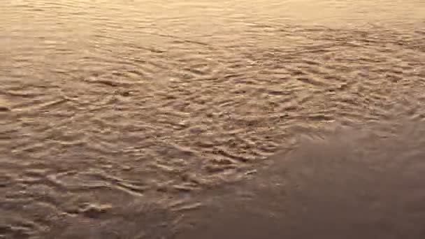 Поверхность воды на закате летом. Легкая волна, рябь, успокаивающая и расслабляющая. Крупный план. 4K . — стоковое видео