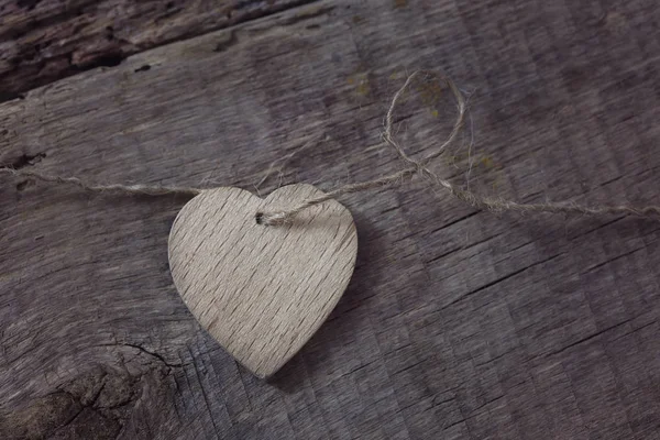 Drewniane Serce Tle Drewnianych Walentynki Uznanie — Zdjęcie stockowe