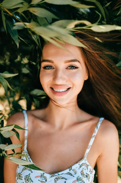 portrait of beautiful young woman with big lips