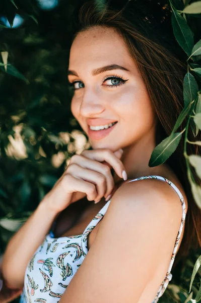 portrait of beautiful young woman with big lips