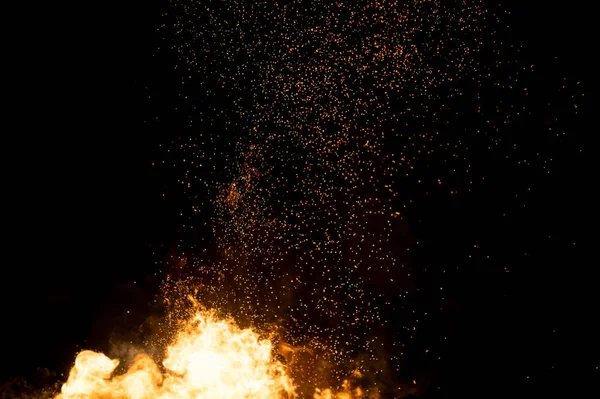 Close View Burning Campfire Dark Abstract Background — Stock Photo, Image