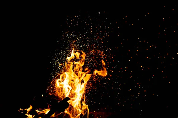 Close View Burning Campfire Dark Abstrak Background — Stok Foto