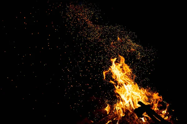 Close View Burning Campfire Dark Abstrak Background — Stok Foto