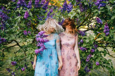  Genç tek kişilik çiçeklenme içinde Lila kız Botanik Bahçesi