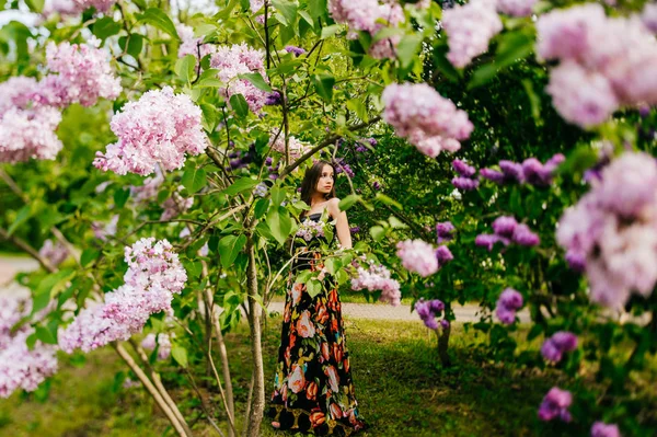 夏の庭で若いきれいな女性 — ストック写真