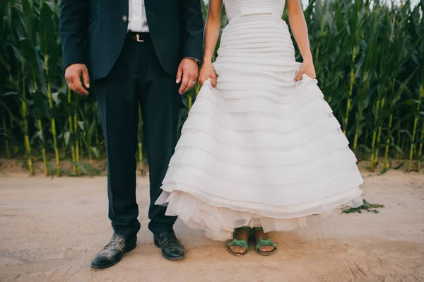 Vista Parcial Novia Novio Después Ceremonia Boda —  Fotos de Stock