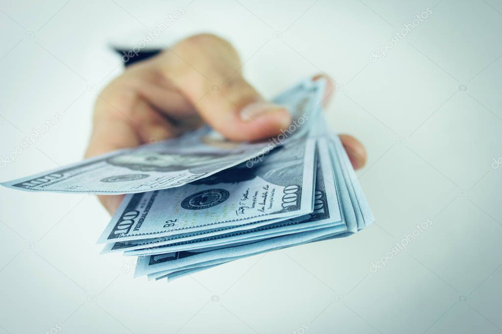 closeup money in male hands