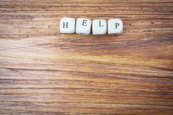 Help Word Write Letters Wooden Table — Stock Photo, Image