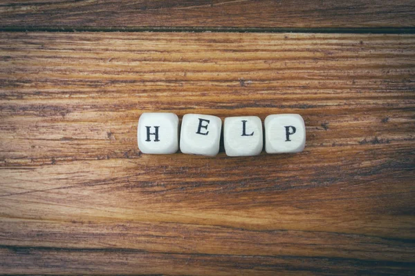 Help Word Write Letters Wooden Table — Stock Photo, Image