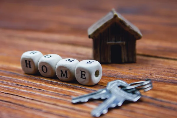 Palabra Casa Está Escrita Letras Madera — Foto de Stock