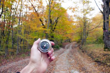 Genç adam el pusulası