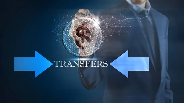 money transfer in digital world, business and technology concept 3D illustration