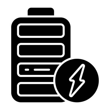 Glyph design icon of electric battery