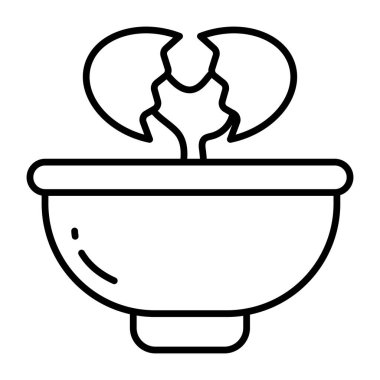 Kırık yumurtanın kavramsal doğrusal tasarım simgesi 