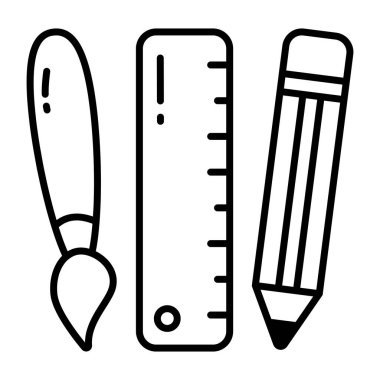 Fırça ve ölçekli kalem, tasarım araçlarının simgesi