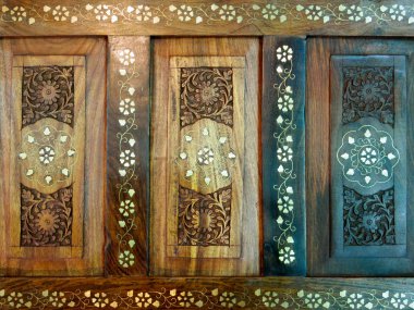 Dower Sandığı. Yukarıdan görüntüleyin. Eski bir ahşap yüzey yapısı.