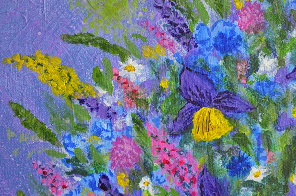 painted in oil natural flowers, art background