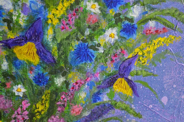 painted in oil natural flowers, art background