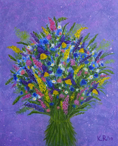 painted in oil natural flowers, art background