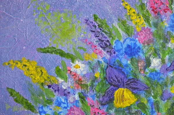painted in oil natural flowers, art background