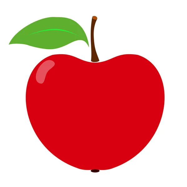 Czerwone Jabłko Ikona Jabłko Owoce Białym Tle Zdrowe Jedzenie Ilustracja — Wektor stockowy