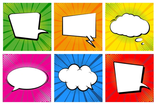 Set Retro Comic Books Cartoon Empty Speech Bubbles Colorful Pop — Stock Vector