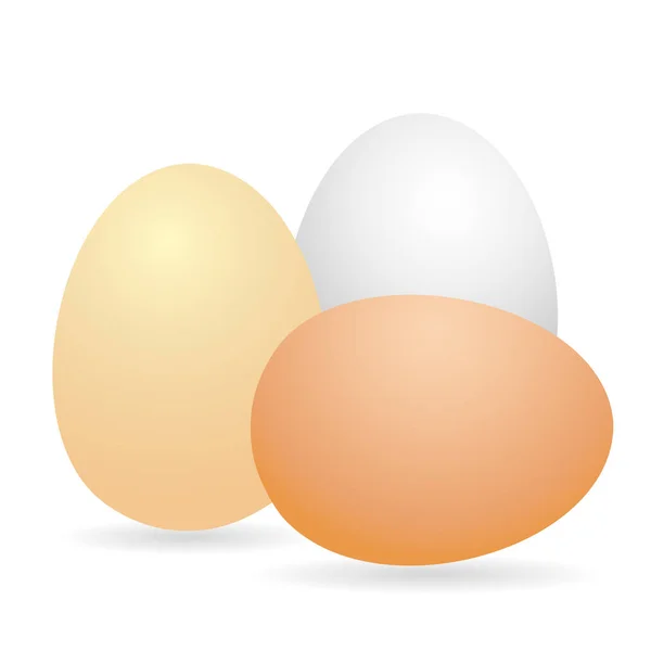 白色和棕色的3D 鸡蛋鸡 在白色背景下被隔离 矢量插图 — 图库矢量图片