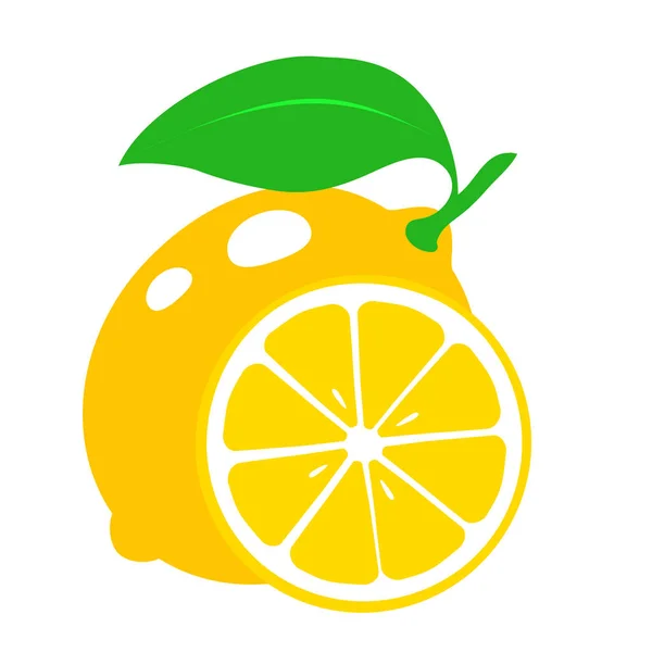 Icono Limón Frutas Frescas Limón Rebanadas Aislado Sobre Fondo Blanco — Vector de stock