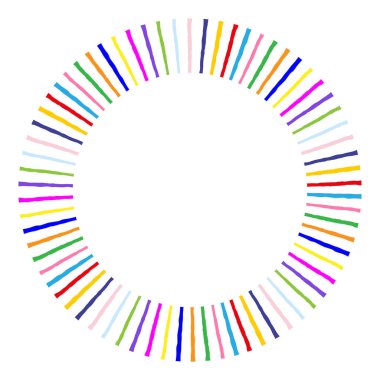 Dikişsiz çok renkli çizgili desen. Çocuk doku. Daire, beyaz arka plan üzerinde izole. Vektör çizim