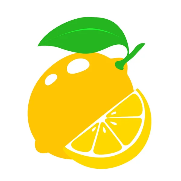 Icono Limón Frutas Frescas Limón Rebanadas Aislado Sobre Fondo Blanco — Vector de stock