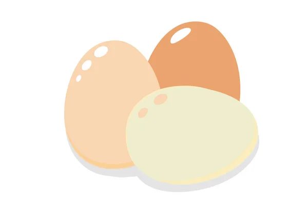 Egg White Dark Fresh Chicken Eggs Isolated White Background Flat — Stock Vector