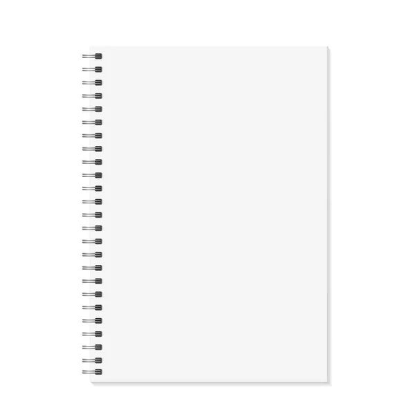 Una Maqueta Cuaderno Libro Abierto Con Plantilla Espiral Metálica Aislado — Vector de stock