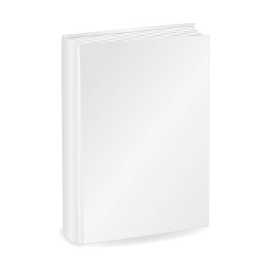 Boş beyaz kitap kapağı. Beyaz arka plan üzerinde izole. Mockup tasarım görüntülemek için. Vektör çizim