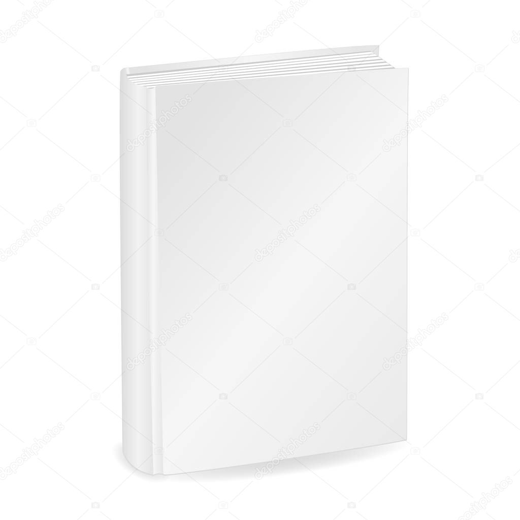 Blank white book cover . Isolated on white background. Mockup to display your design. Vector illustration