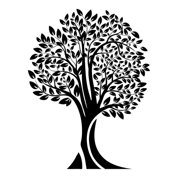 Силует Чорного Дерева Ізольовані Білому Тлі Векторні Ілюстрації — стоковий вектор