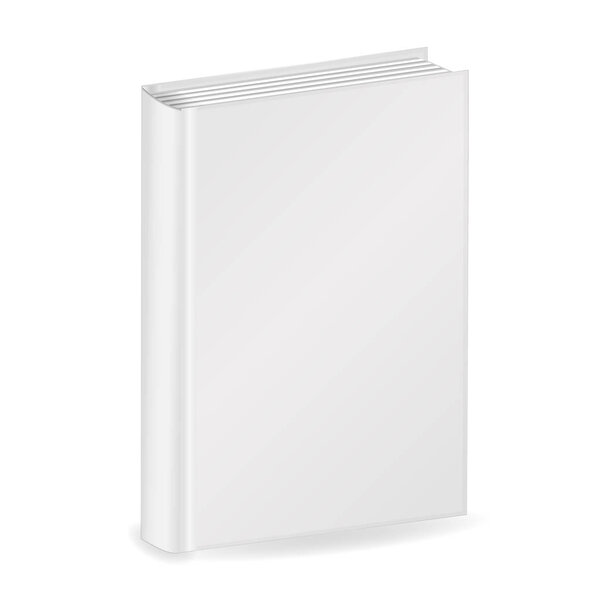 Blank vertical cover of the book. Isolated on white background. 3D Mockup to display your design. Vector illustration