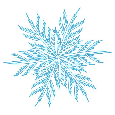 Kış mavi kar tanesi simgesi. Beyaz arka plan üzerinde izole. Vektör çizim