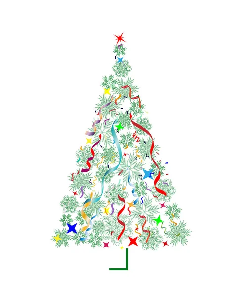 Weihnachten Hintergrund Mit Weihnachtsbaum Und Schneeflocken Frohe Weihnachten Isoliert Auf — Stockvektor