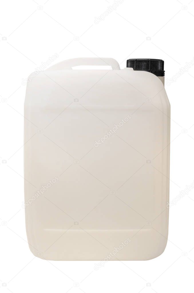 White plastic gallon. jerry can isolated on a white background. Clipping path