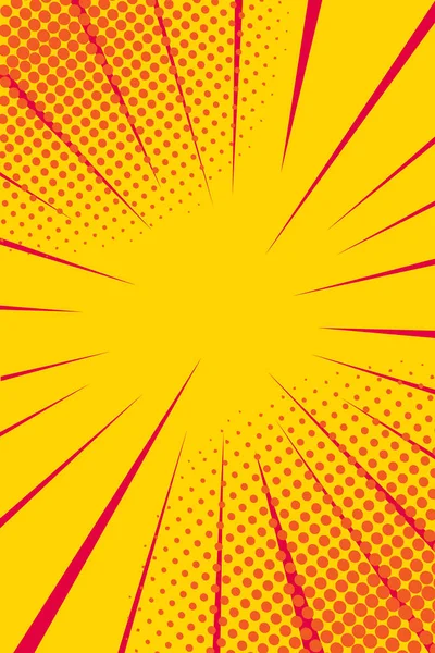 Pop Art Retro Comic Yellow Background Lightning Blast Halftone Dots — Stock Vector