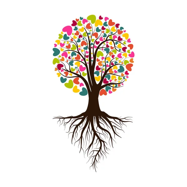 Sevgililer Ağaç Aşk Kalpleri Yaprak Beyaz Arka Plan Üzerinde Izole — Stok Vektör