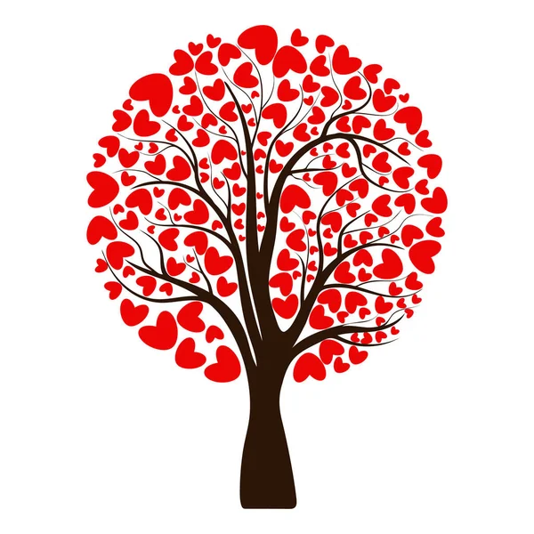 Árbol San Valentín Amor Hoja Corazones Aislado Sobre Fondo Blanco — Vector de stock