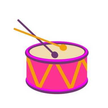 Festival karnaval davul. Beyaz arka plan üzerinde izole. Vektör çizim.