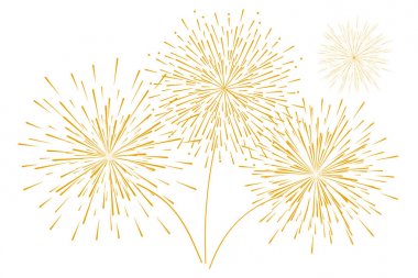 Şenlikli yeni yıl altın havai fişek beyaz arka planda izole. Vektör Illustration