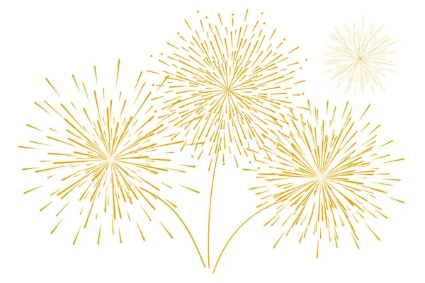 Capodanno festivo Fuochi d'artificio d'oro isolati su uno sfondo bianco. Illustrazione vettoriale — Vettoriale Stock