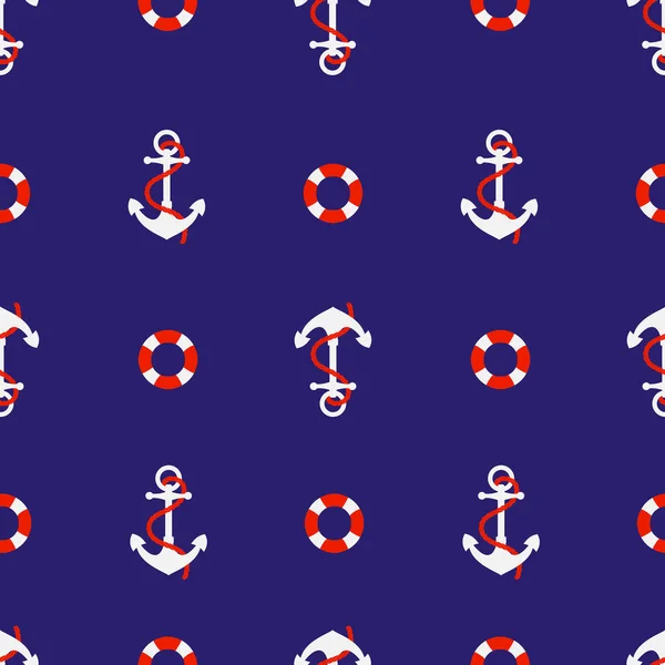 Seamless pattern with anchors. Background in marine style. Vector illustration. — Stock Vector