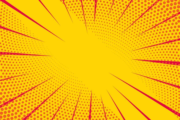 Vector halftone retro comic texture. Yellow background superhero. Lightning blast halftone dots. Cartoon vs. Vector illustration