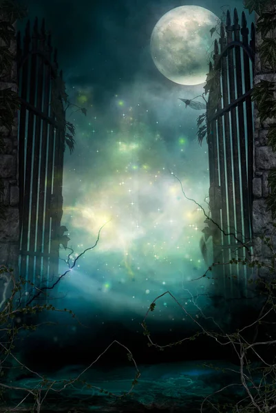 Portalul Sub Lumina Lunii Stil Fantezie — Fotografie, imagine de stoc