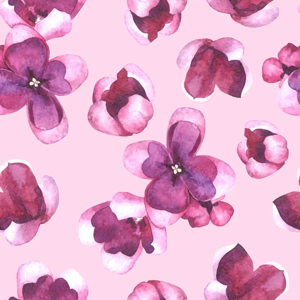 Doux Fond Floral Couleur Pastel Violet Lilas Fleurs Pétales Aquarelle — Image vectorielle